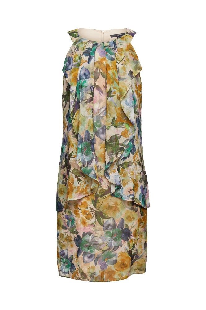 ESPRIT COLLECTION Chiffonkleid florales Muster Knielang weiß S12 032EO1E348 