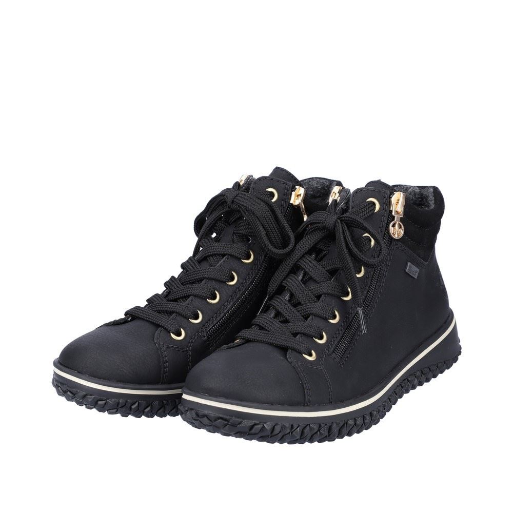 Rieker Antistress Damen Schnürschuhe Reißverschluss Tex-Membran schwarz S22 Z4263-00 38 | schwarz/schwarz | F
