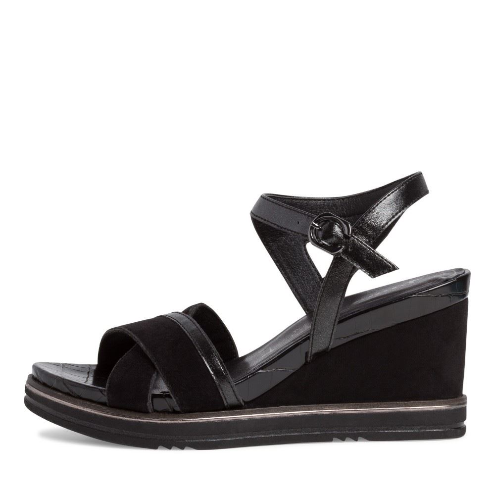 Tamaris Sandale Keilabsatz schwarz  1-1-28348-26 39 | 094 BLACK/PEWTE | 