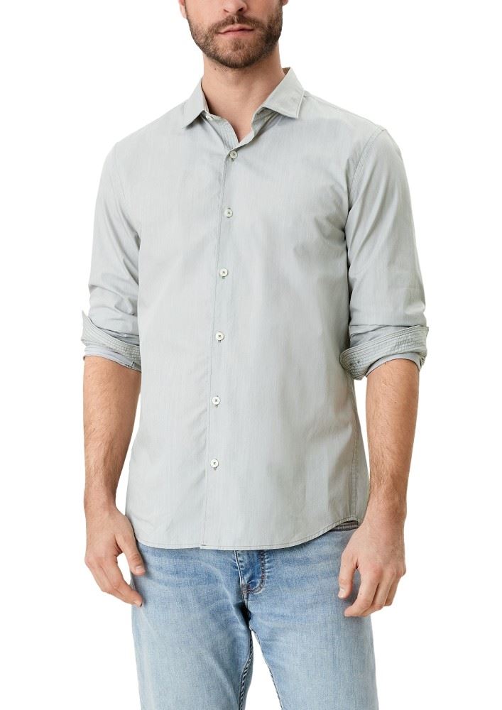 s.Oliver Hemd Langarm Slim Fit Baumwolle grün 2109893 