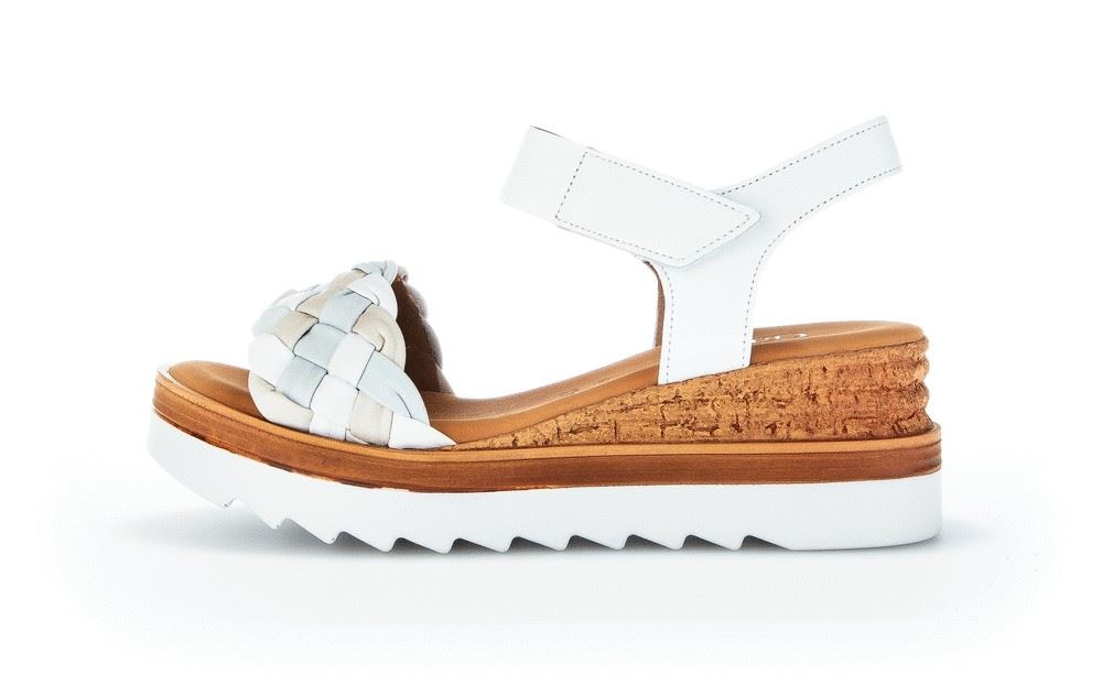 Gabor Keilsandalette Leder Comfort Mehrweite weiß S12 82.789.20 36 | bianco/ltmint/c | G