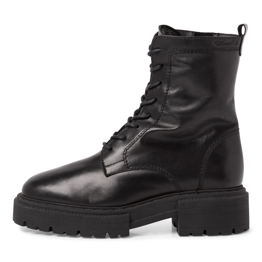 Tamaris Schnürstiefelette Schnürboots Leder schwarz S22 1-1-26277-29 36 | 001 BLACK | 