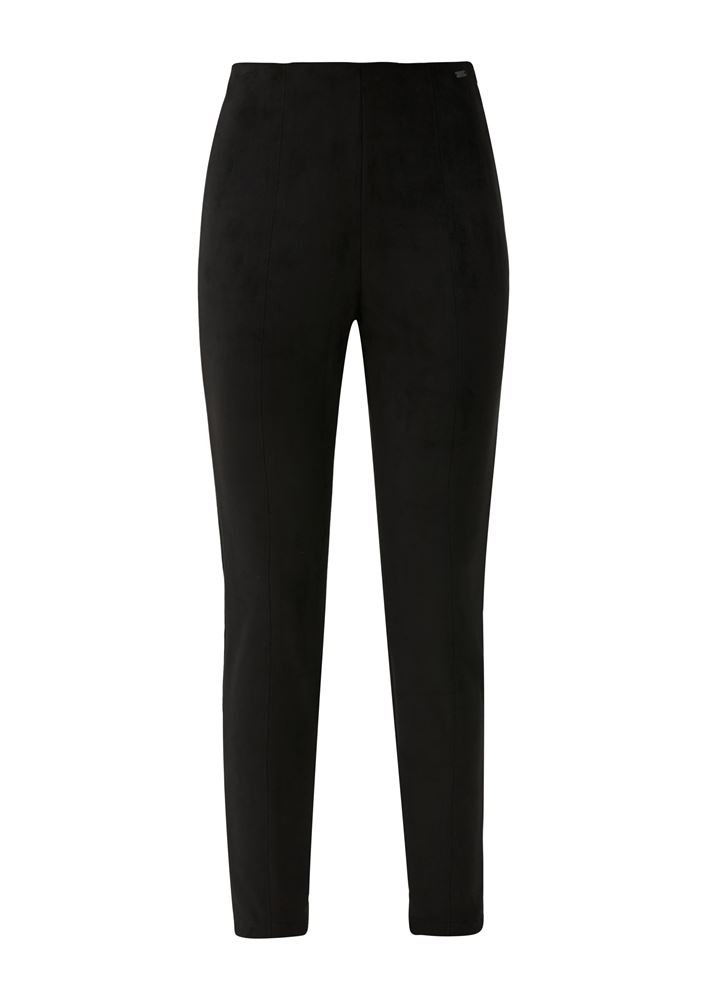 QS designed by Leggings Veloursleder- Optik Lederimitat Elastikbund schwarz S22 2125268 36 | 9999 GREY/BLACK | 