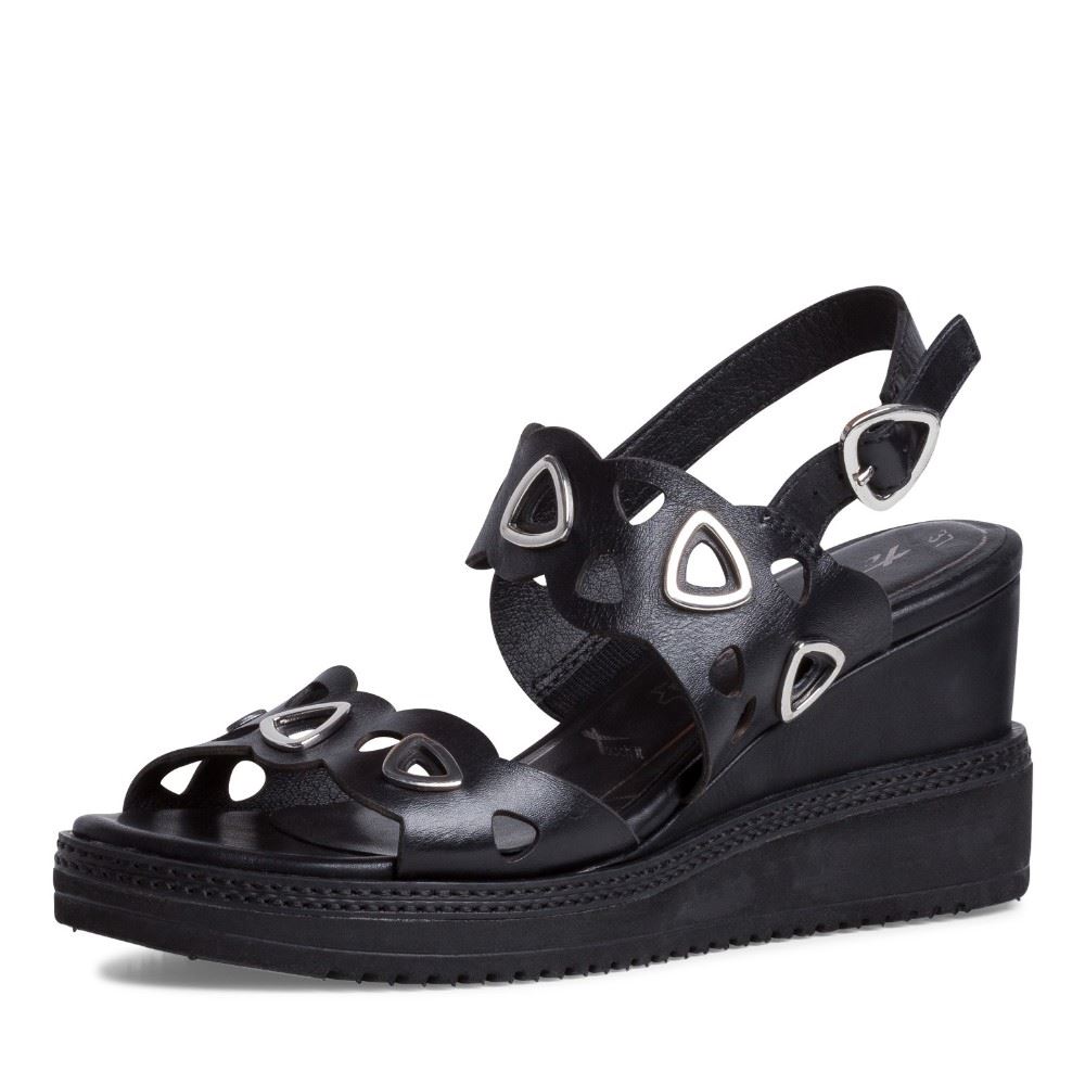 Tamaris Sandalette Keilabsatz Leder schwarz 1-1-28331-26 41 | 001 BLACK | 