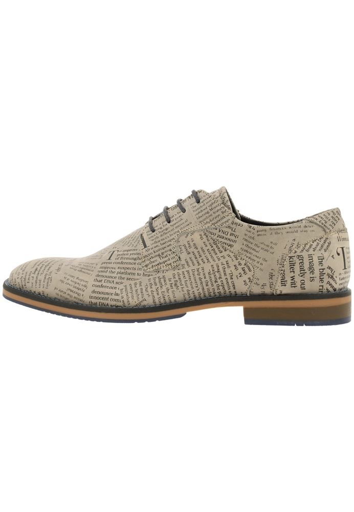 Bullboxer Herren Schnürer Zeitungsdruck elegant beige S13 663K21008A 