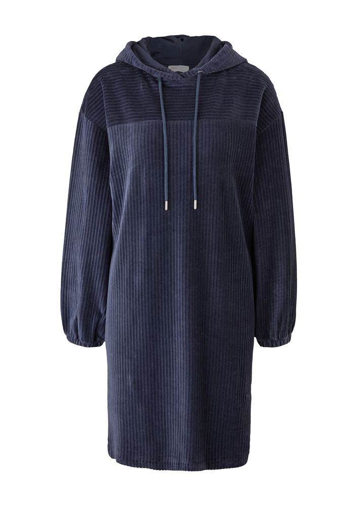 s.Oliver Jerseykleid Kapuzenkleid Cord blau S21  2107301 