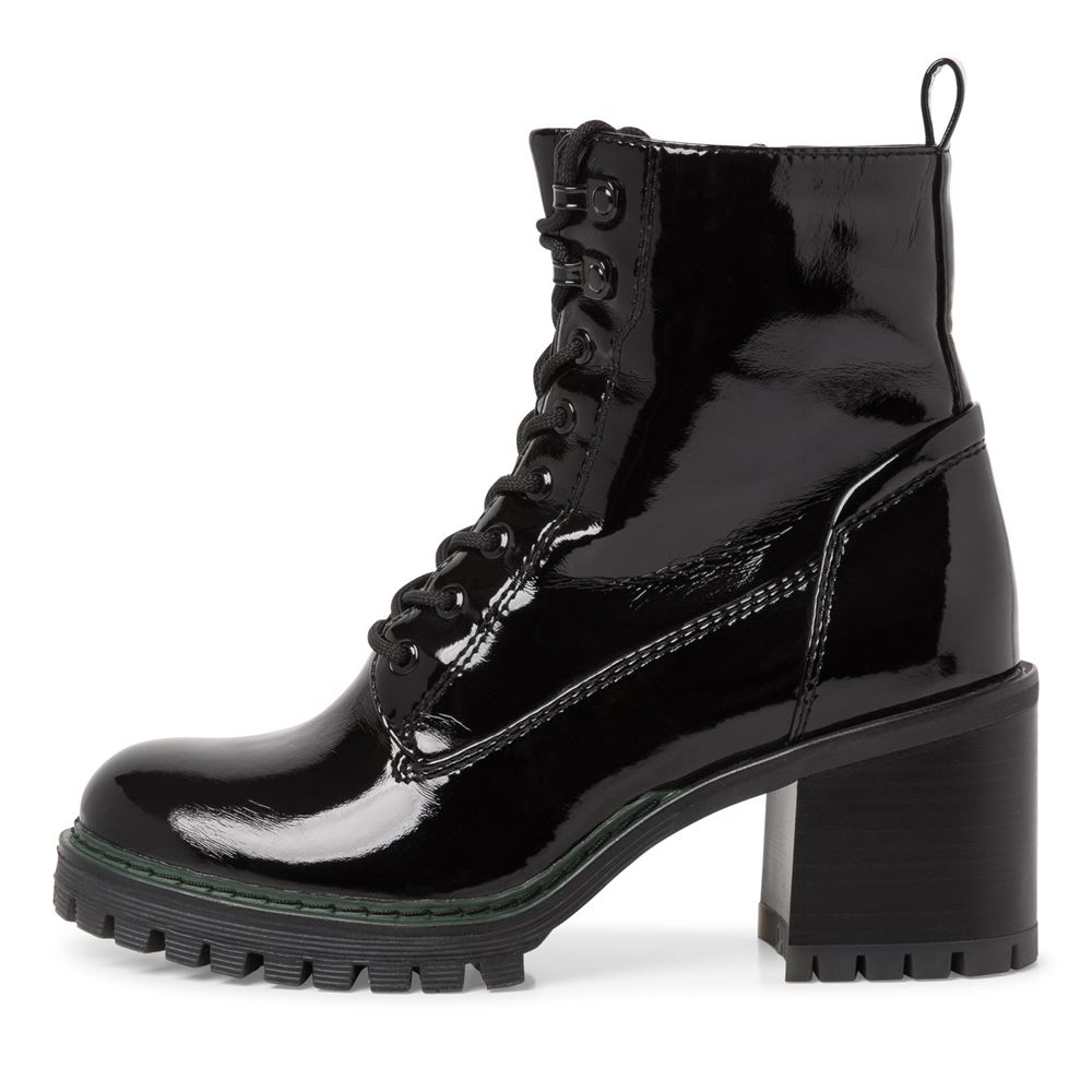 Tamaris Stiefelette Blockabsatz Lack TOUCHit Fußbett schwarz S22  1-1-25241-29 38 | 018 BLACK PATEN | 