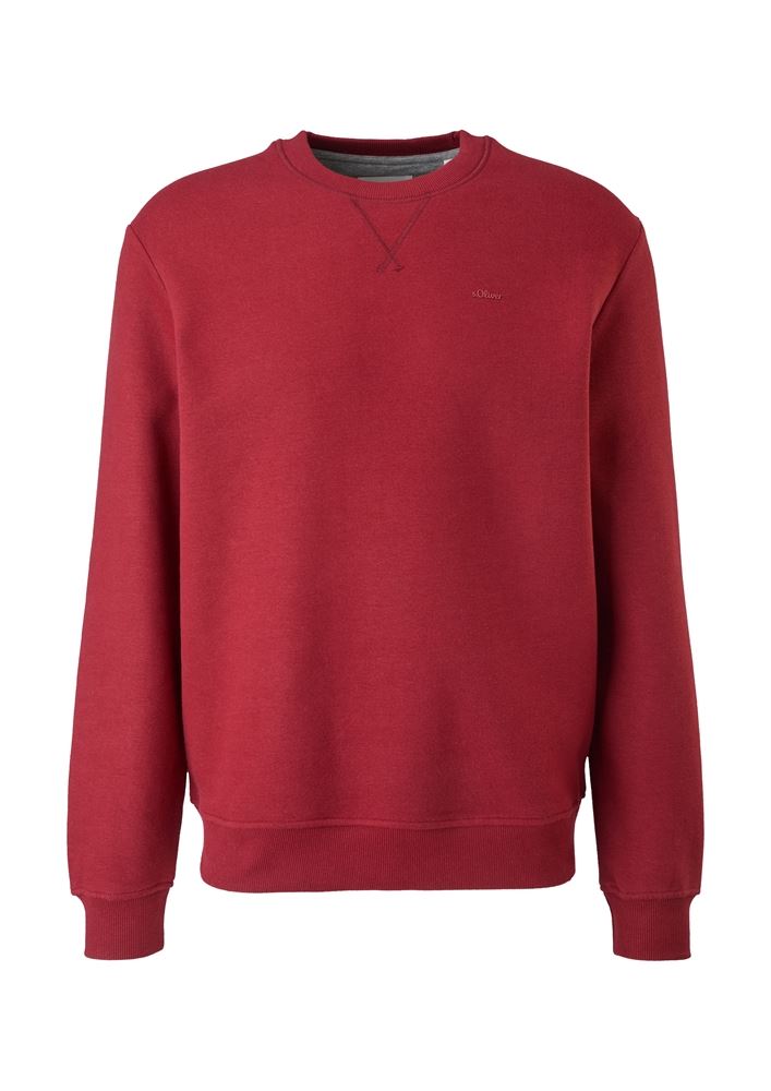 s. Oliver Herren Sweatshirt Rundhalsausschnitt Rippbündchen Logo rot, schwarz S22 2122820 