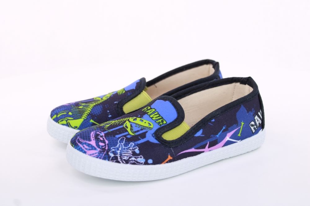 s`knöpfli Kinder Hausschuh Schlupfschuh Jungen Dinosaurier- Motiv blau S13 V28967 