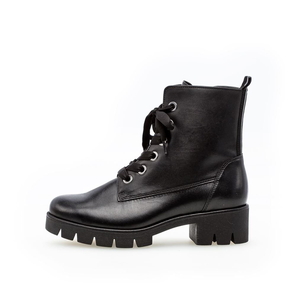 Gabor Bikerboot Schnürboot Leder Blockabsatz Wechselfußbett schwarz S22 91.711.27 