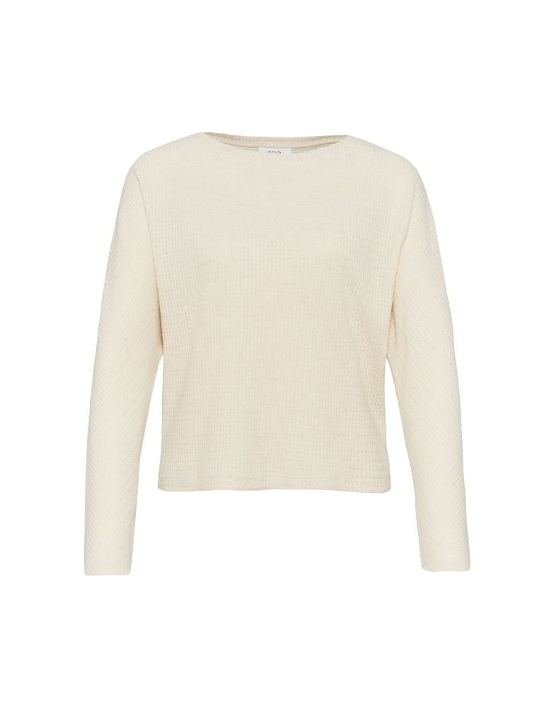 OPUS Langarmshirt Sifuna Fledermaus- Ärmel Strickoptik beige S12  10025510294120 40 | 20003 natural g | 