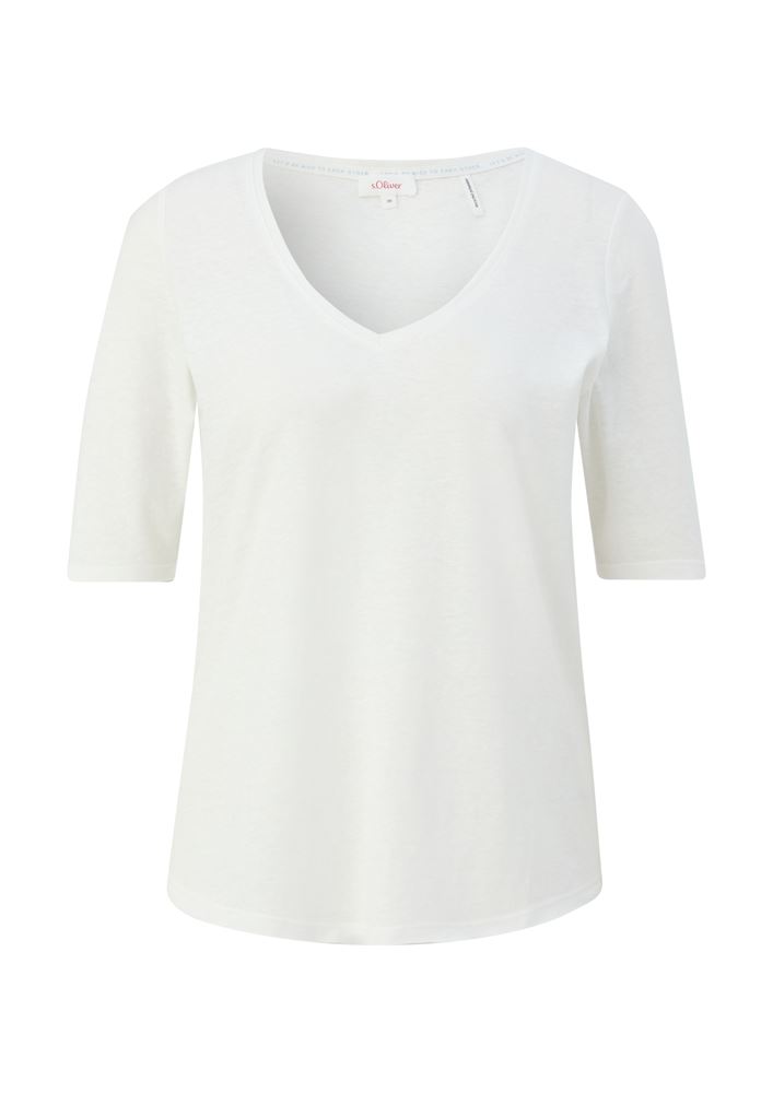s.Oliver T-Shirt mit Rollsaum weiß, grün, schwarz, orange S13  2130253 
