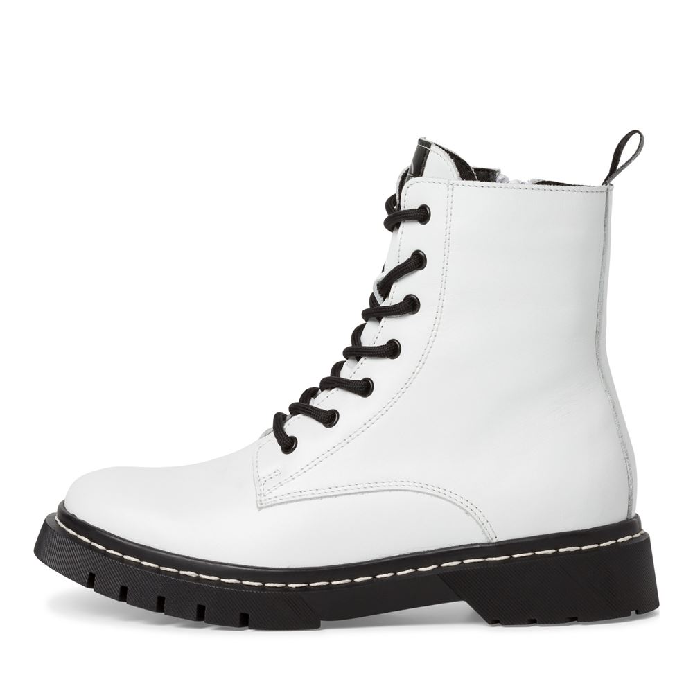 Tamaris Schnürboots Stiefelette Leder Wechselfußbett weiß S23 1-25269-41 