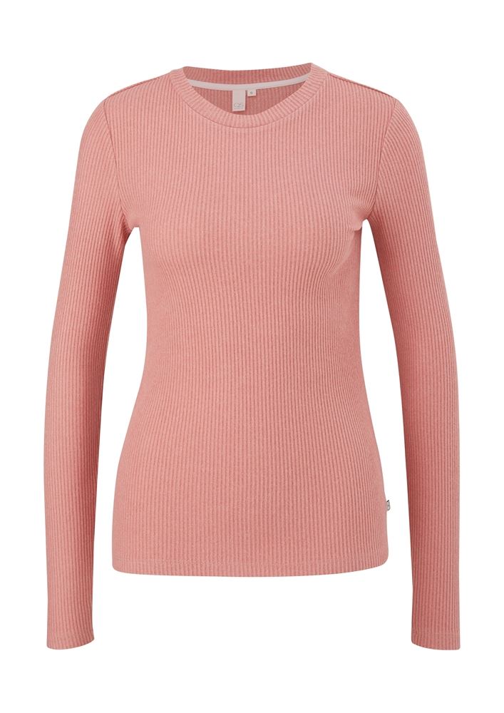 QS designed by Longsleeve mit Rippstruktur orange, blau, grau S13  2126046 