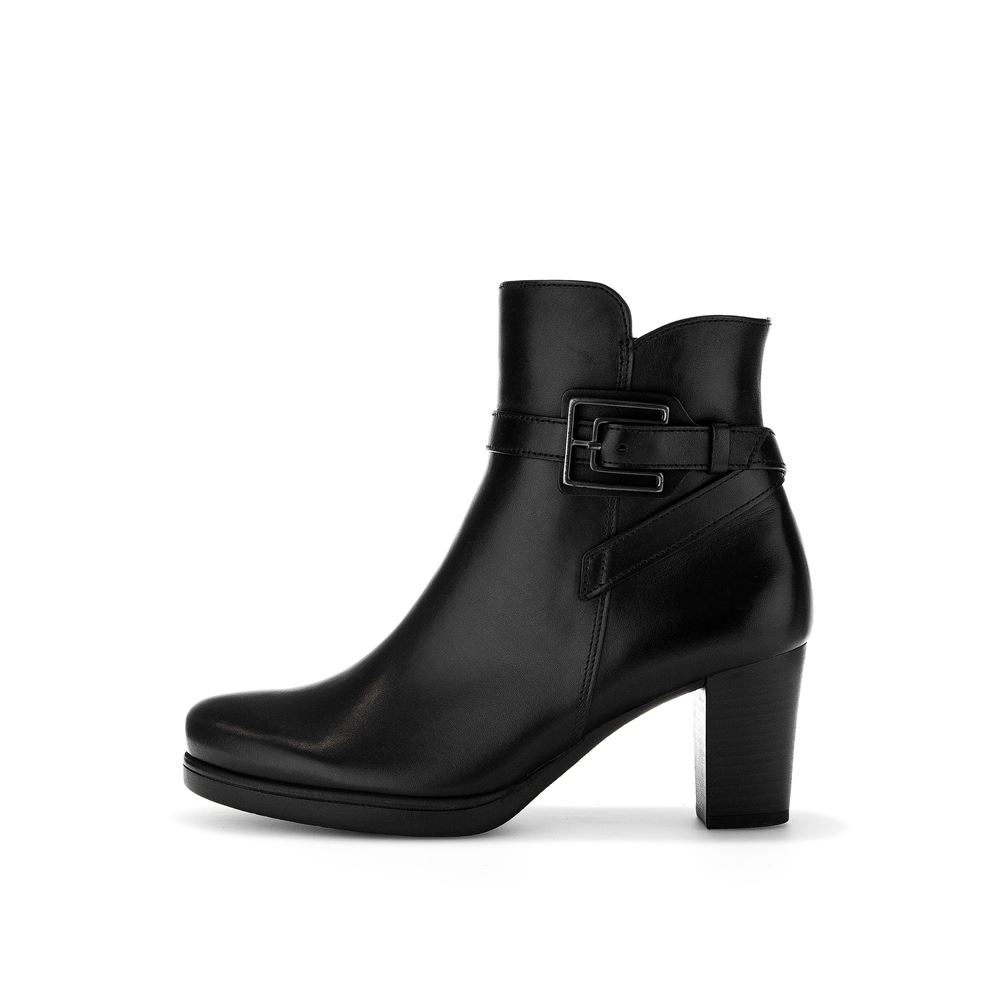Gabor Stiefelette elegant Leder Zierschnalle Comfort- Mehrweite G schwarz S23  32.083.57 