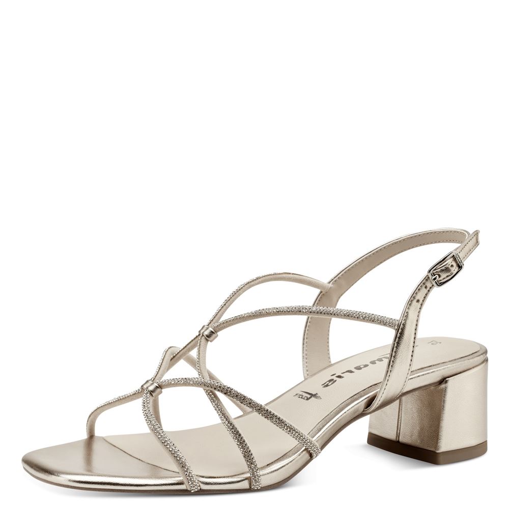 Tamaris Sandalette Blockabsatz karrèe light gold S13  1-1-28236-20 
