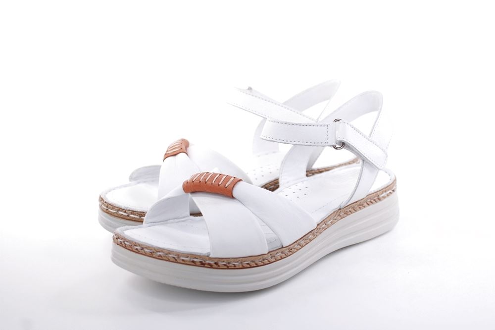 PETER ERIKSON Damen Sandale Leder Comfort- Fußbett weiß, grün S13 231533 