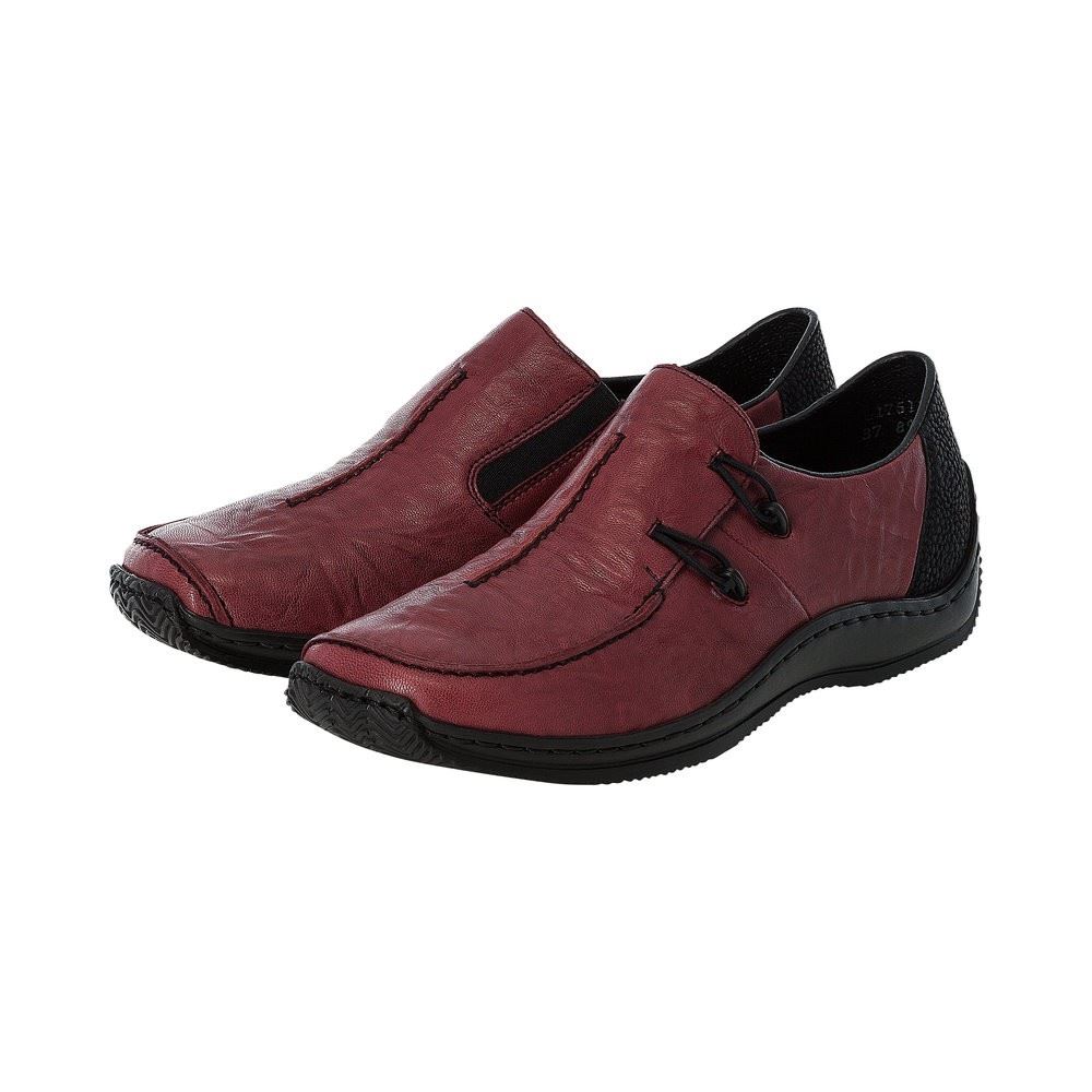 Rieker Antistress Damen Slipper Leder rot S12 L1751-35 41 | wine/schwarz | E
