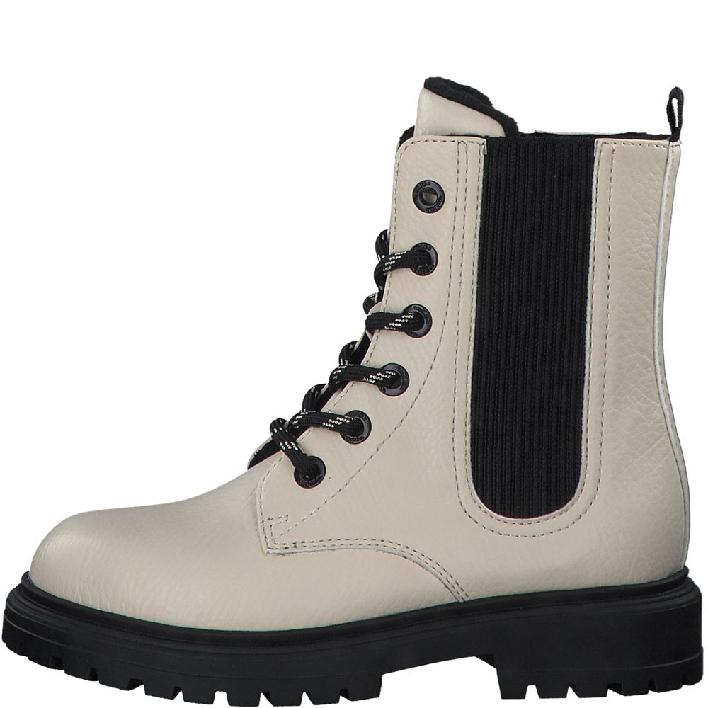s.Oliver Kinder Mädchen Boots Schnürstiefelette Stretcheinsatz beige S22 5-5-45206-29 