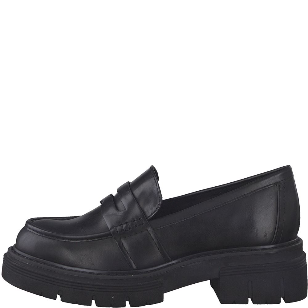 MARCO TOZZI Damen Slipper Loafer Blockabsatz schwarz S22 2-2-24700-29 36 | 011 BLACK BRUSH | 