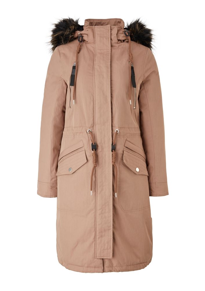 QS designed by Parka Wintermantel Wetterfest  Webpelz beige S21 2064848 