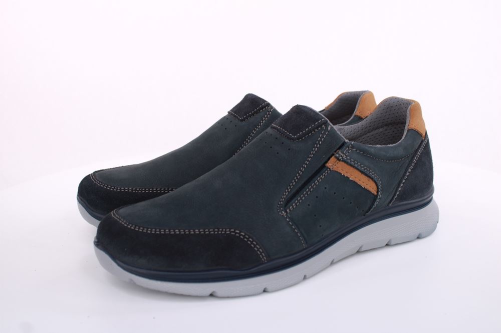 Imac Herren Slipper Leder Wechselfußbett blau S13 352151 