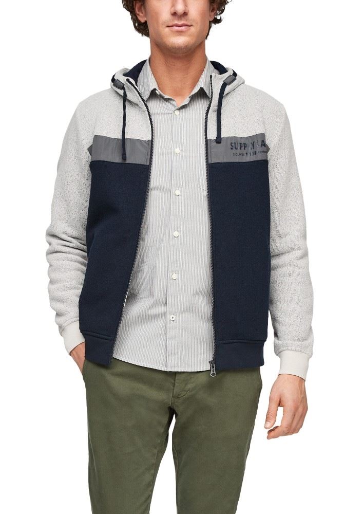 s.Oliver Sweatjacke Kapuze mit Colour - Blocking beige 2062483 