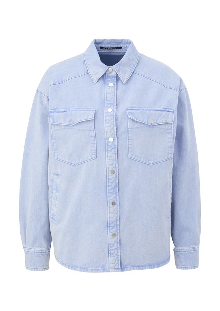 QS designed by Denimbluse Loose Fit Druckknopfleiste Raffung blau S22 2124264 