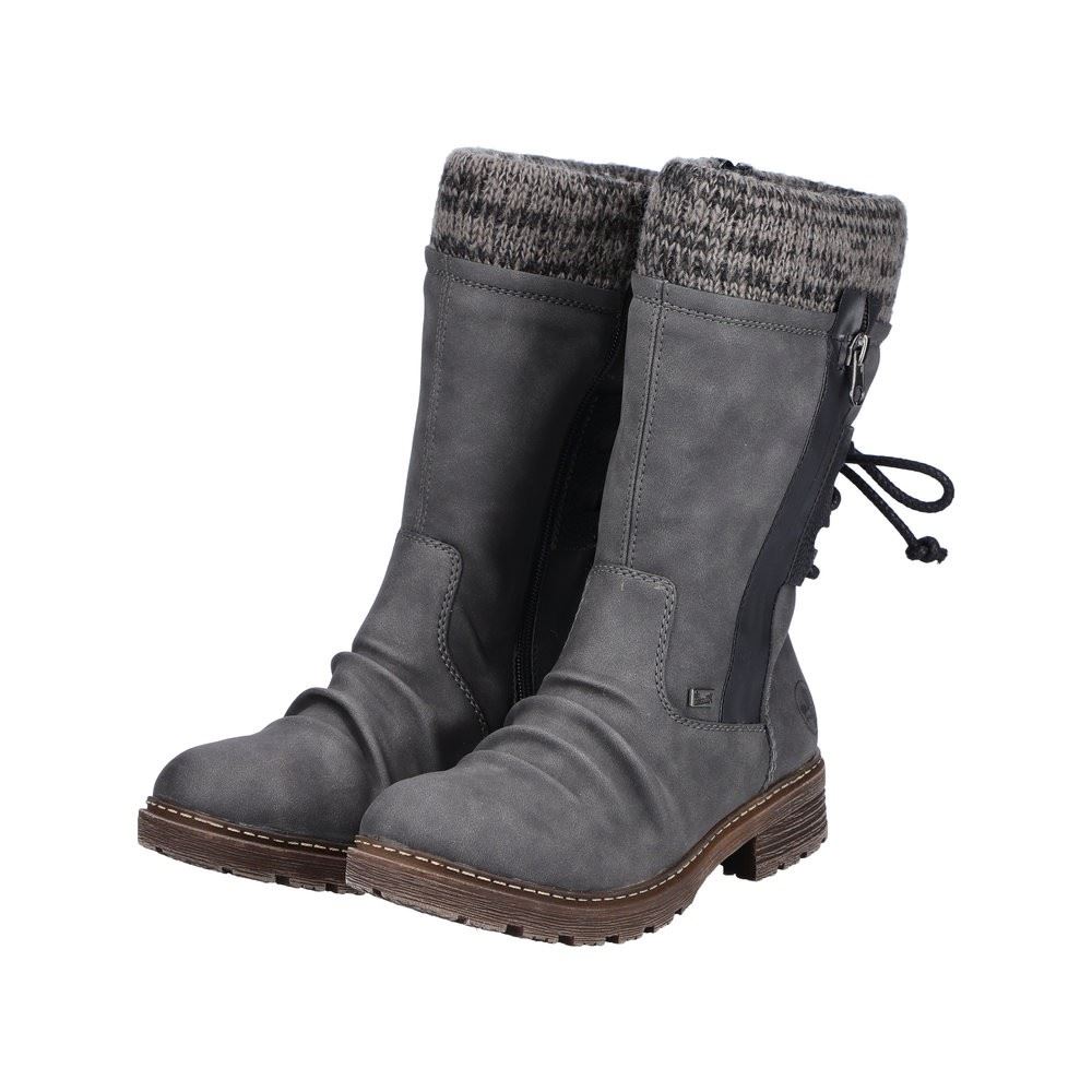 Rieker Antistress Damen Stiefel Strickbund TEX- Membran kuscheliges Warmfutter grau S22 Z4756-45 