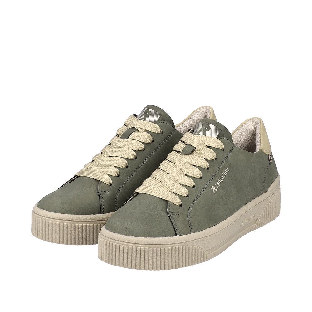Rieker Evolution Damen Sneaker Plateau- Sohle Leder Wechselfußbett grün S23 W0704-54 