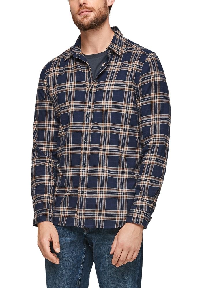 s.Oliver Hemd kariert Slim Stretchhemd blau S21 2106433 
