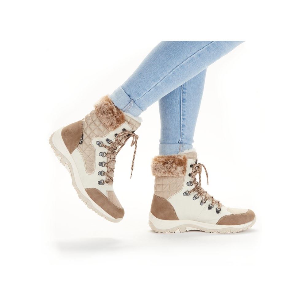 Rieker Antistress Schnürstiefel Schnürboot TEX- Membran kuscheliges Warmfutter Wechselfußbett beige S22 M9644-60 