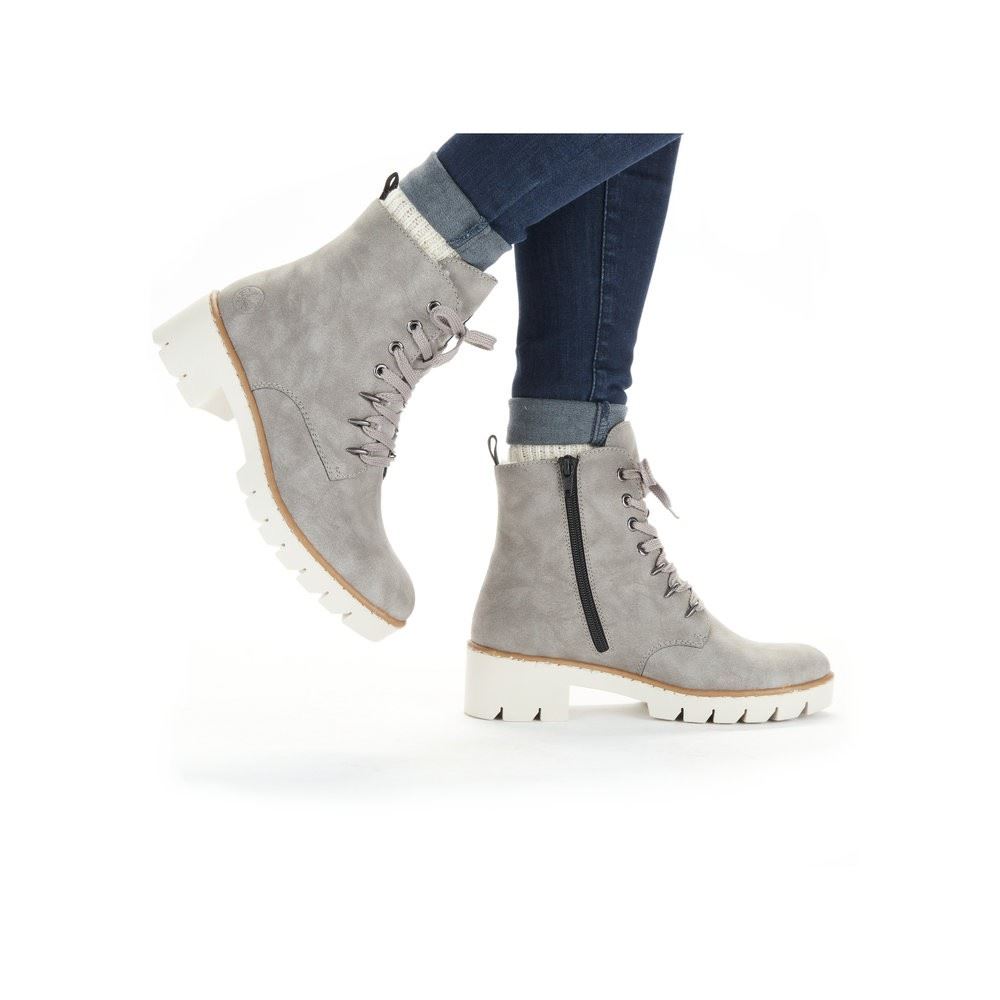 Rieker Antistress Damen Schnürboot Schnürstiefelette Warmfutter grau S22 X5701-40 