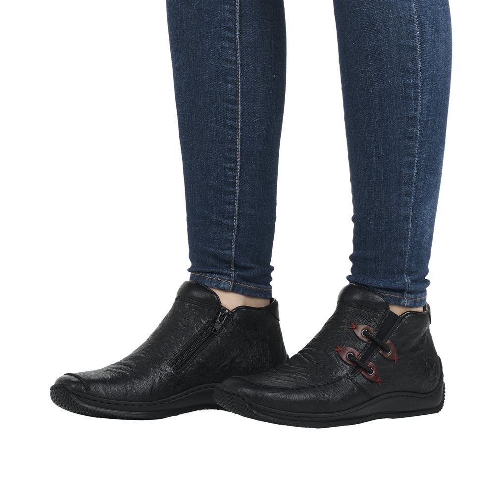 Rieker Antistress Damen Slipper Chelsea- Boots Stiefelette Leder schwarz S23 L1787-00 