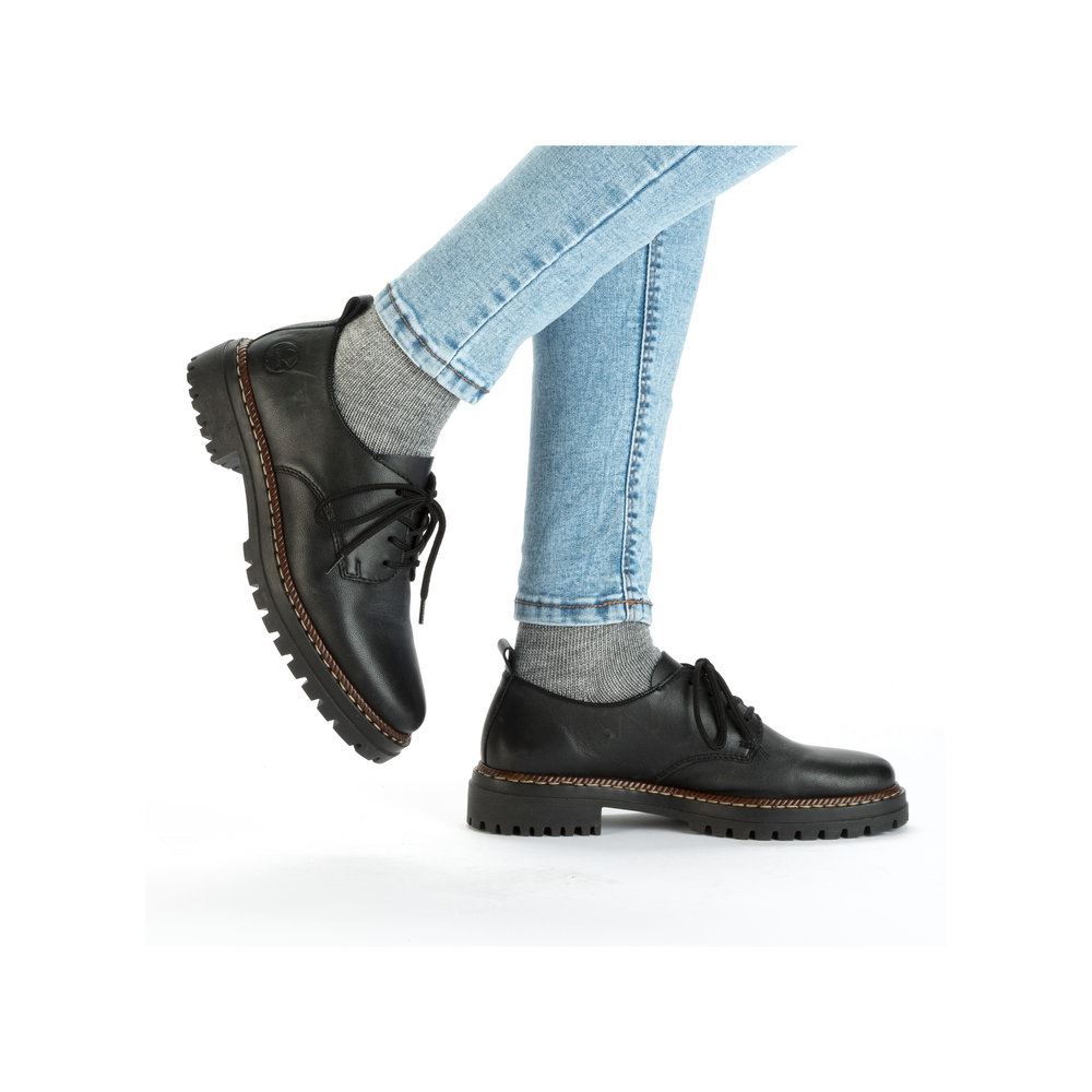 Rieker Antistress Damen Schnürschuh Leder schwarz S23 52052-00 