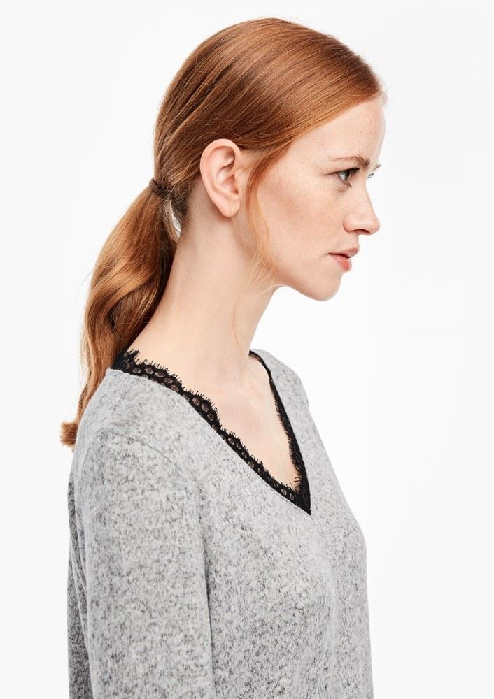s.Oliver Shirt Langarm Spitze Melange 05912316893 1277045 