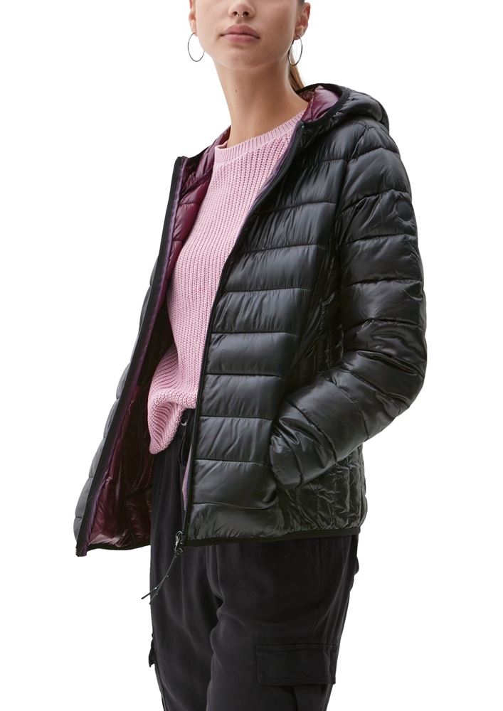 QS designed by Steppjacke Kapuze grün, grau, schwarz S22 2119390 S | 9999 GREY/BLACK | 