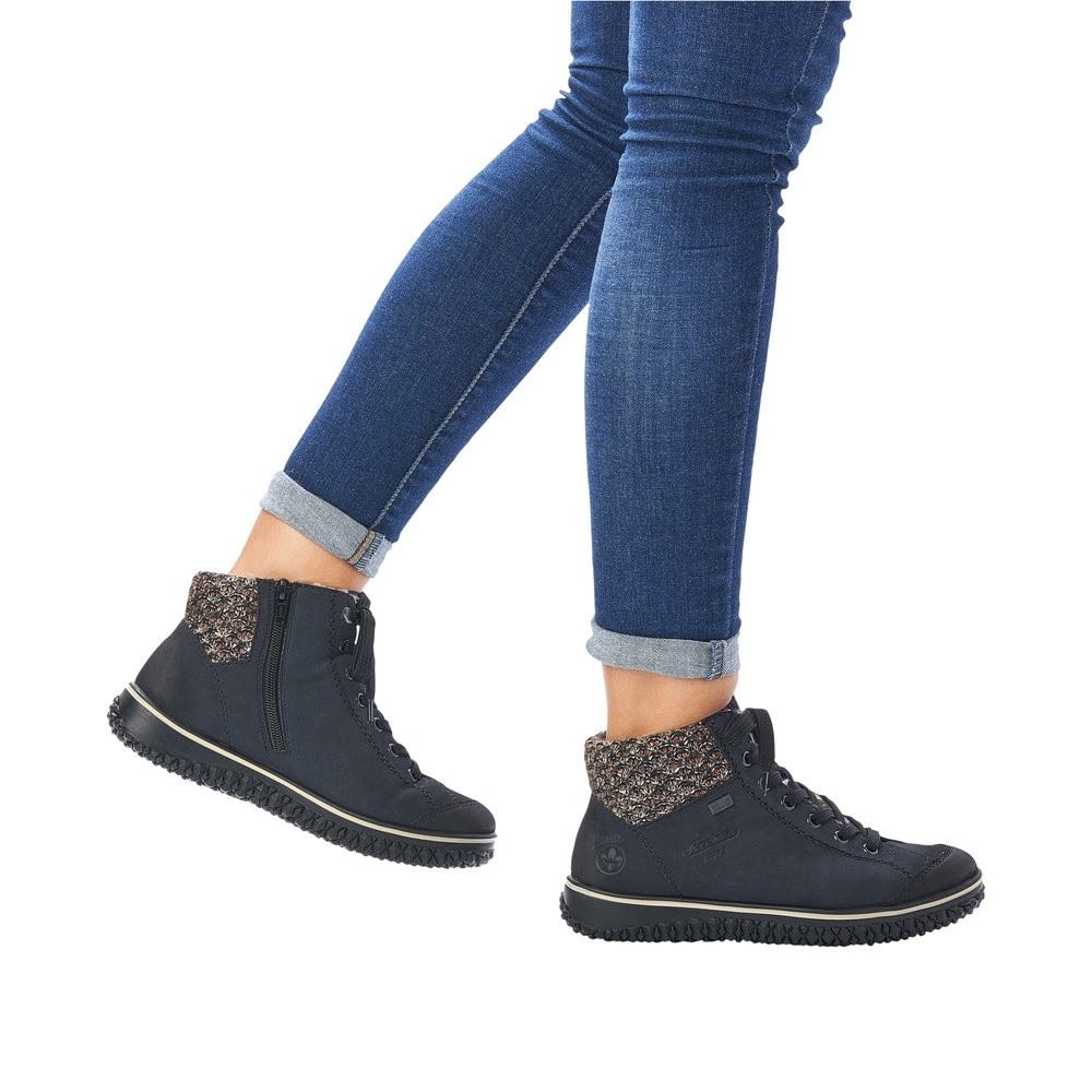Rieker Antistress Damen Schürschuh TEX-Membran kuscheliges Warmfutter Strickbund blau S22  Z4243-14 