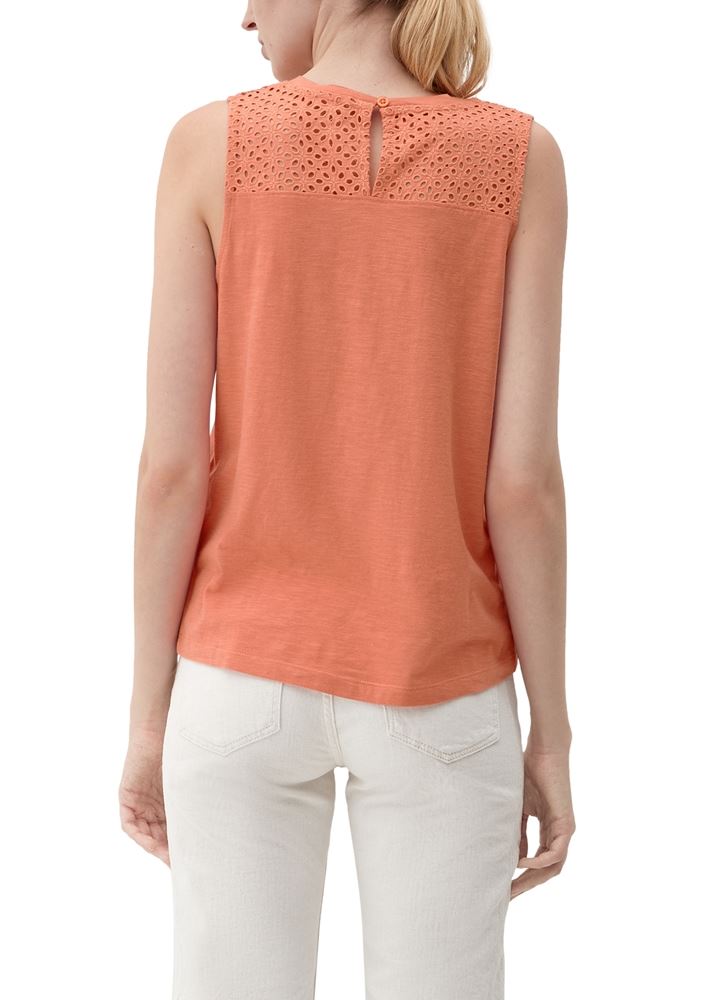 s.Oliver Top mit Lochstickerei weiß, orange, grün, schwarz S13  2129260 