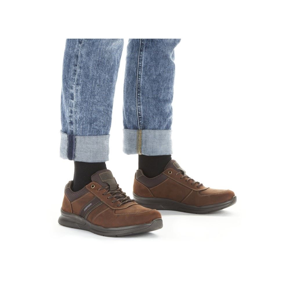 Rieker Antistress Herren Schnürhalbschuh Sneaker Veloursleder braun S22 14811-22 43 | noce/moro/kaffe | H