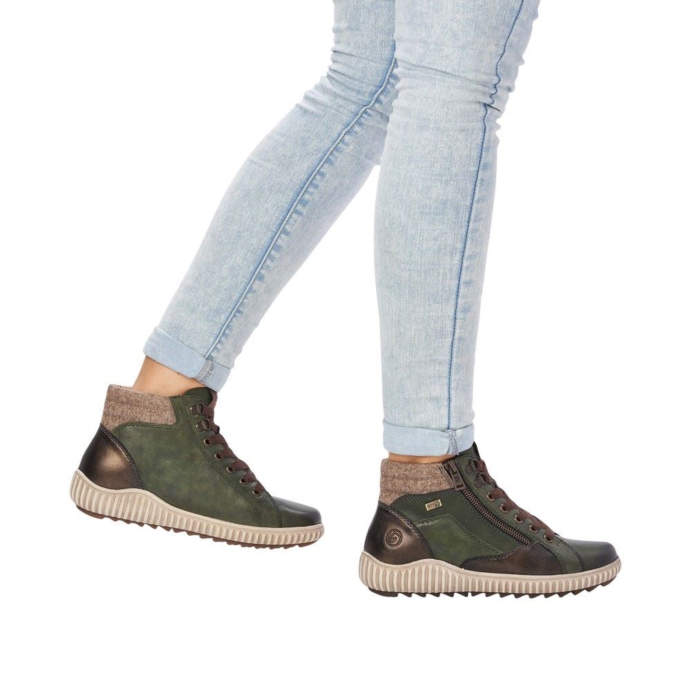 Remonte Schnürschuh Leder TEX- Membran Wechselfußbett grün S22 R8271-54 38 | moor/antik/moos | G