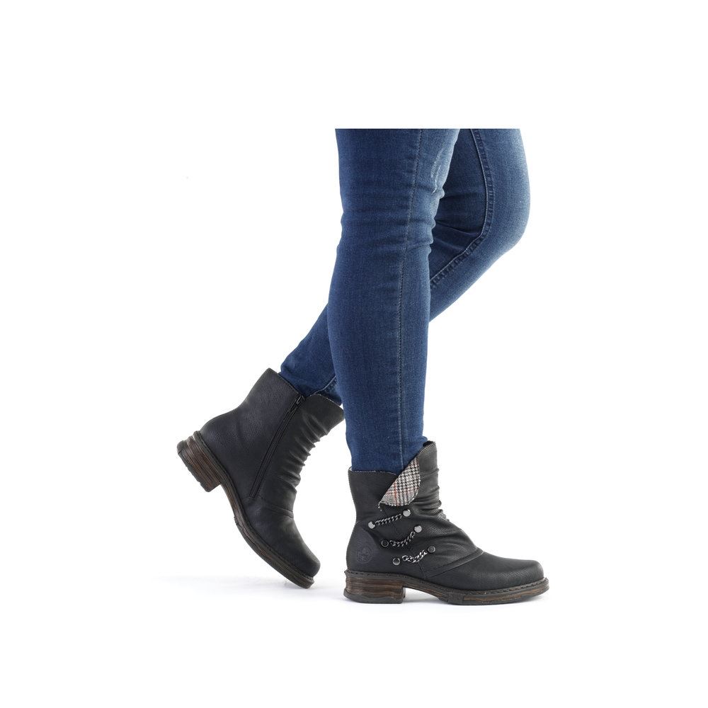 Rieker Antistress Stiefelette schwarz S21  Z9980-00 38 | schwarz/grau/ro | F