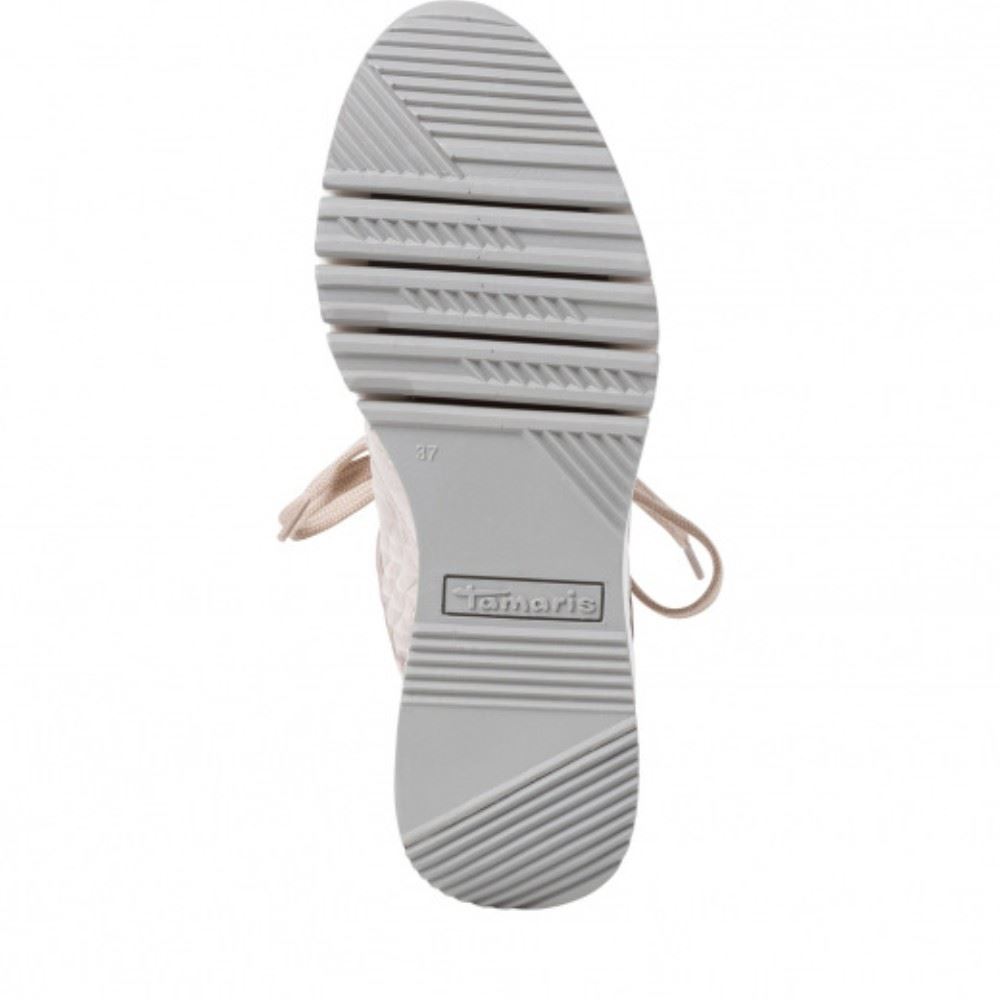 Tamaris Sneaker Leder Keilabsatz Reißverschluss weiß beige  1-1-23702-24 