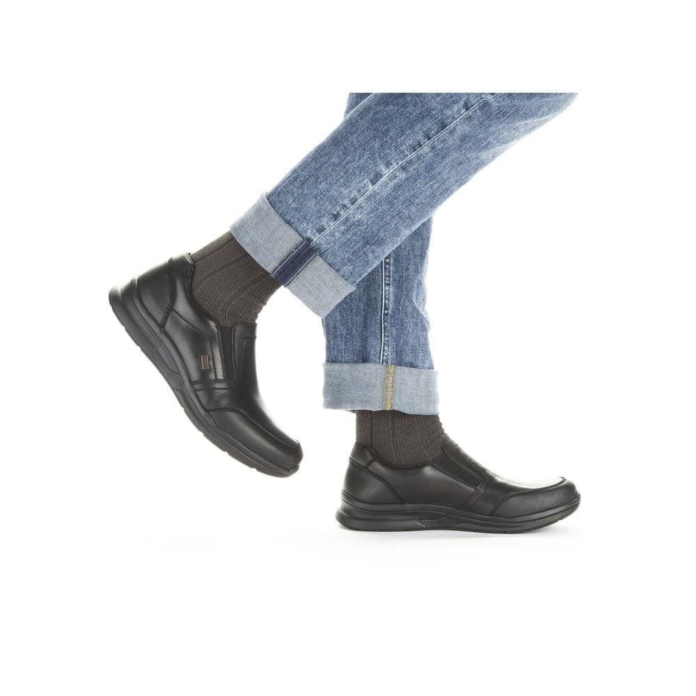 Rieker Antistress Herren Slipper Schlupfschuh klassisch Leder TEX- Membran extraweit schwarz S22 14850-00 43 | schwarz/nero | H