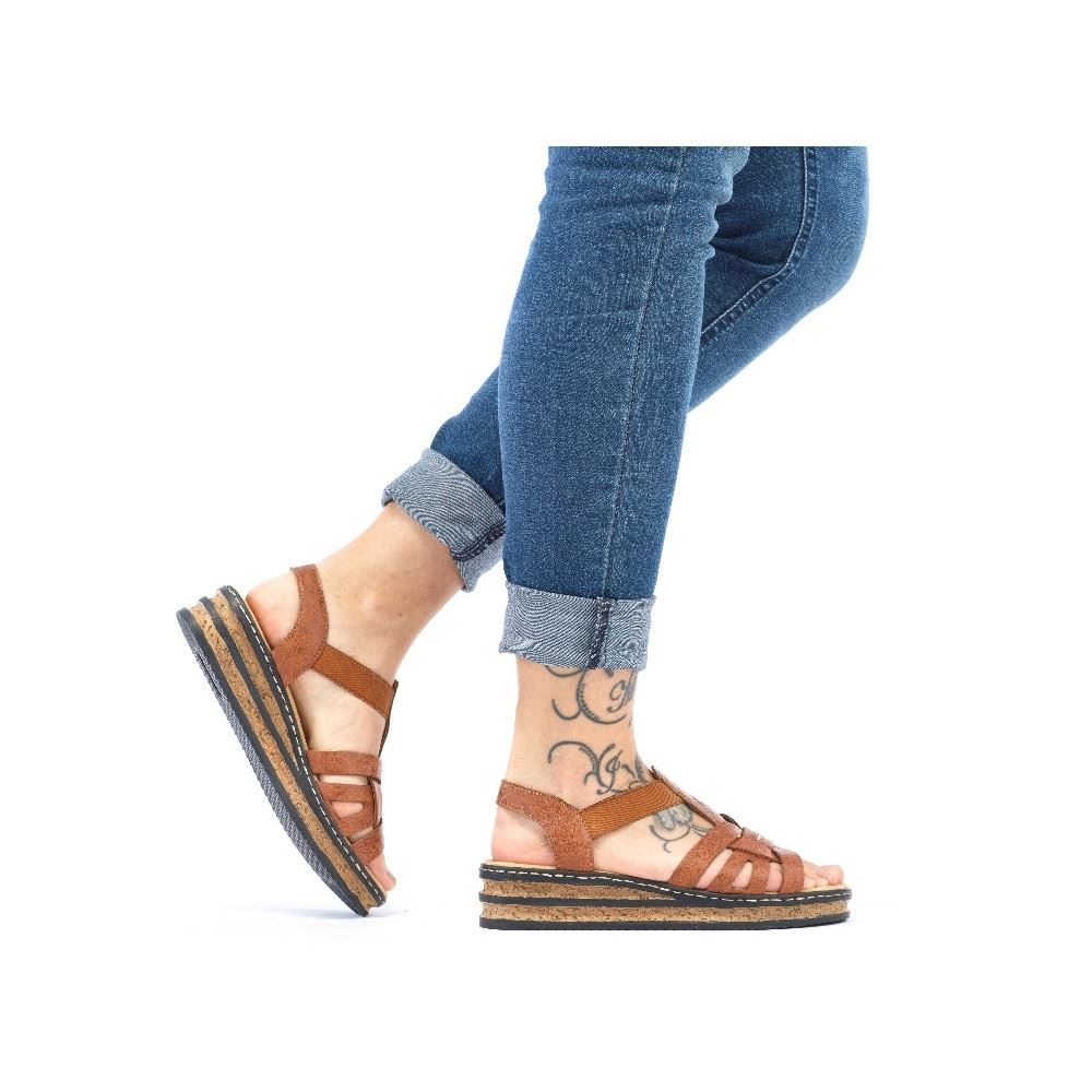 Rieker Antistress Keilsandalette Sohle Korkoptik braun S12 62918-22 41 | cognac | E