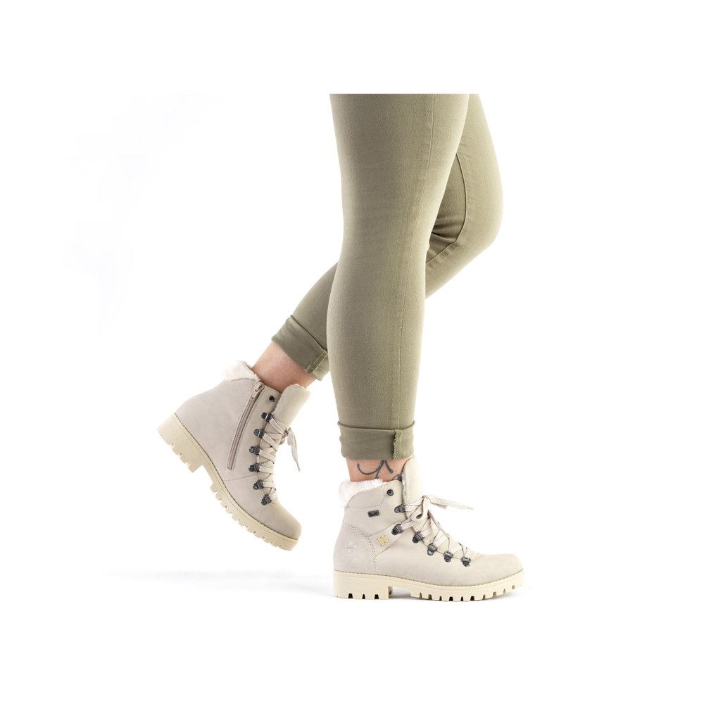 Rieker Antistress Schnürstiefel Schnürboot TEX- Membra beige S21 78535-60 37 | cliff/bianco | F