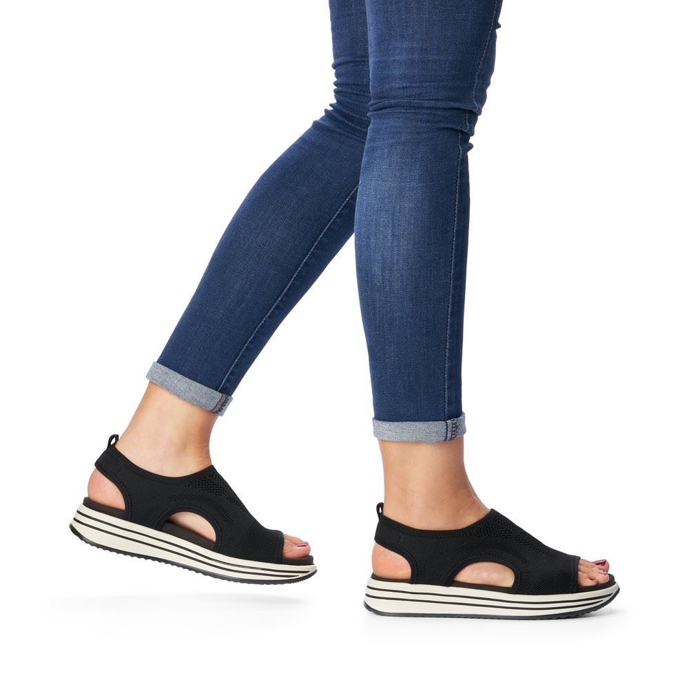 Remonte Sandalette Gummizug Plateau Memosoft schwarz R2955-02 38 | schwarz | F
