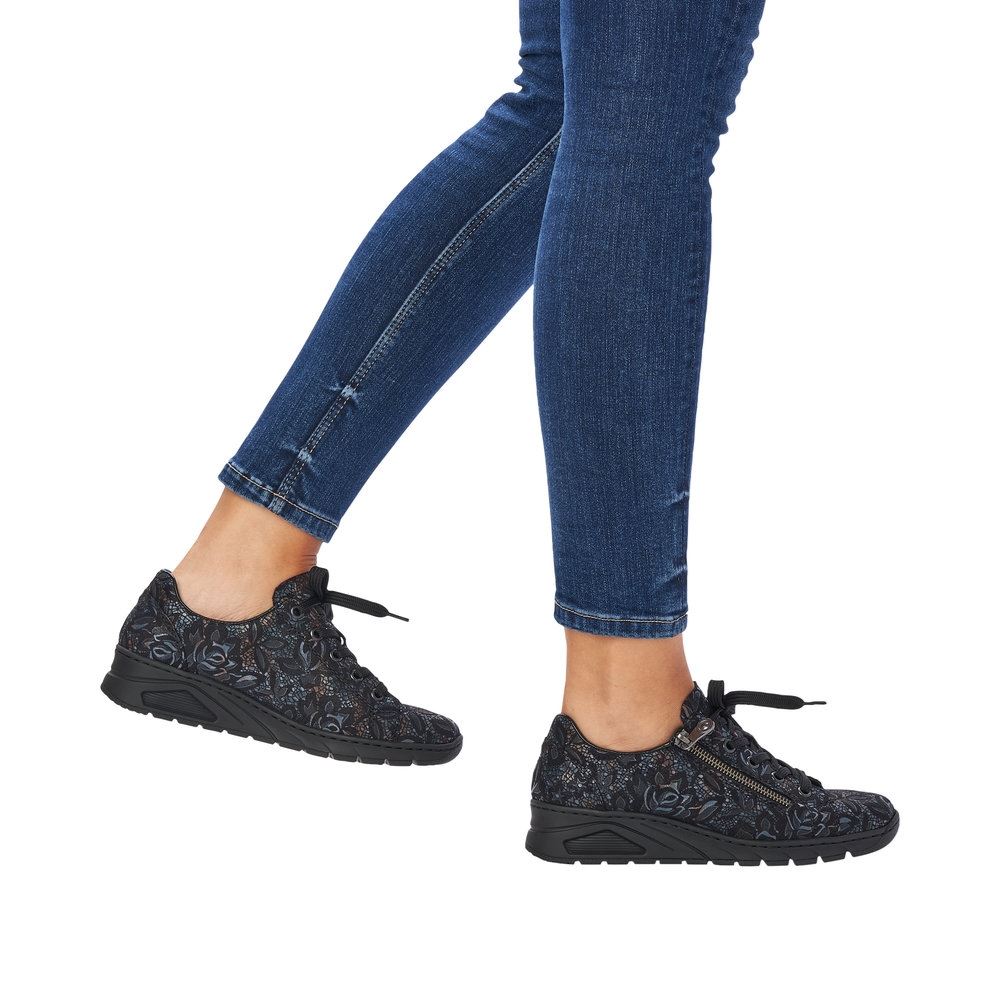 Rieker Damen Schnürschuhe schwarz-metallic S23 N3302-90 