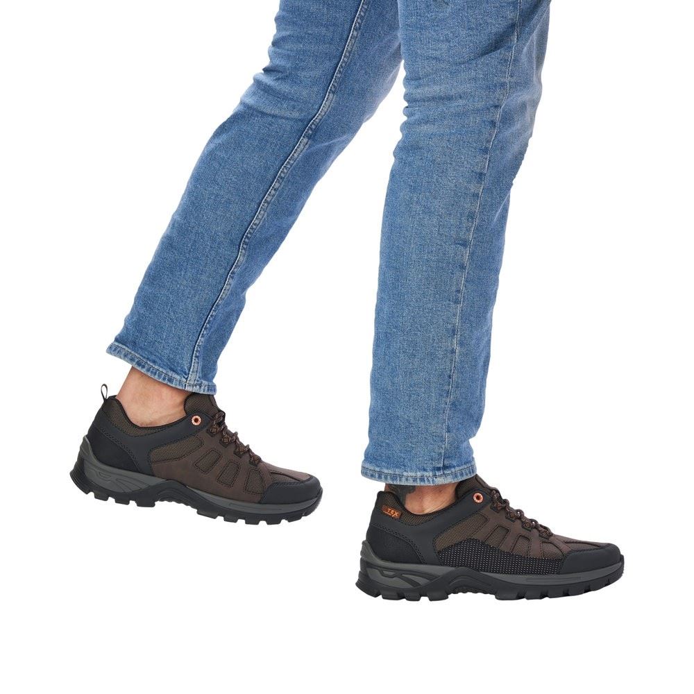 Rieker Antistress Herren Schnürschuh sportlich TEX- Membran braun S22 B6810-25 42 | schwarz/moro/br | G