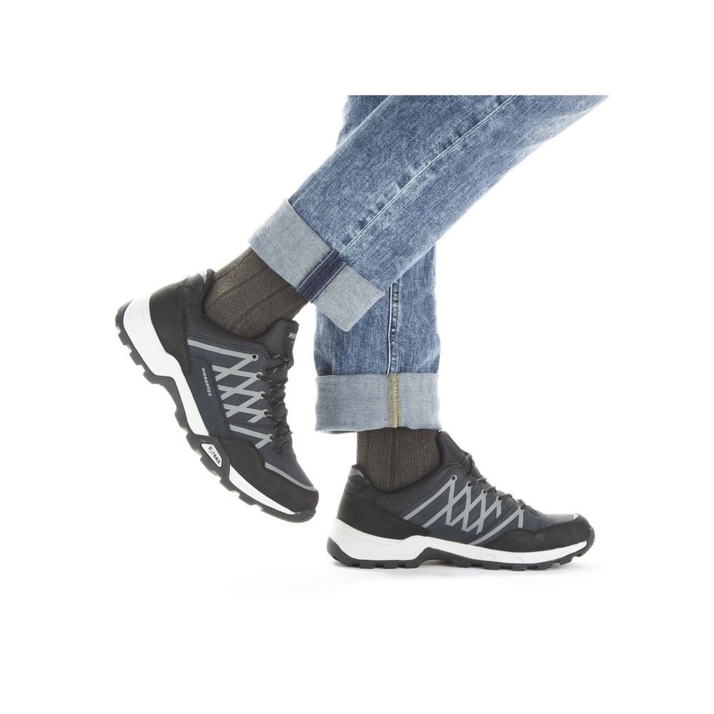 Rieker Antistress Herren Schnürhalbschuh Trekkingschuh TEX- Membran blau S22 16602-14 41 | schwarz/dust/pa | G